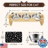Polarduck Upgraded Elevated Cat Bowls with Food Mat: Raised Pet Food and Water Dishes for Cats with 15°Tilted Little Monster Bamboo Stand, 3 Stainless Steel Bowls and 1 Non-Slip Feeding Mat