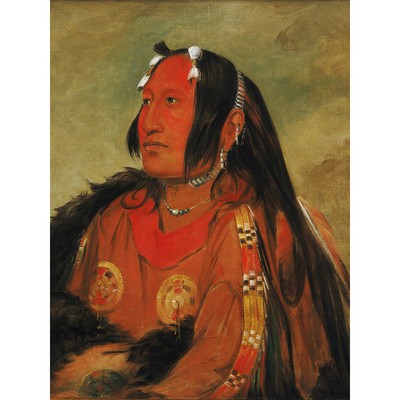 Catlin Pigeons Egg Head Native American Warrior Portrait Large Art Print 18X24''