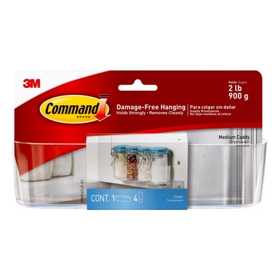 Command Caddy, Clear, Medium, 1 Caddy, Bathroom and Kitchen Organization Durable