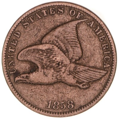 1858 Flying Eagle Cent Large Letters Very Fine Penny VF