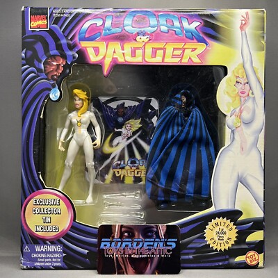 NEW 1997 Toy Biz Marvel Cloak & Dagger Limited Edition Action Figures with Tin