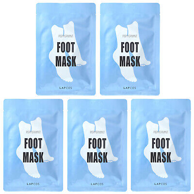 Foot Mask, Peppermint, 5 Pairs, 0.6 fl oz (18 ml) Each