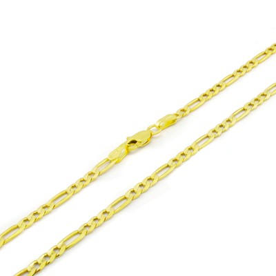 Pre-owned Nuragold 14k Yellow Gold Solid 3.5mm Mens Figaro Chain Link Bracelet Lobster Clasp 8"