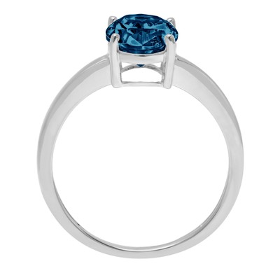 Pre-owned Pucci 2 Oval Cut London Blue Topaz Wedding Bridal Promise Classic Ring 14k White Gold In D