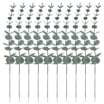 10pcs Artificial Greenery Eucalyptus Leaves Stems Faux Plants Branches Decor