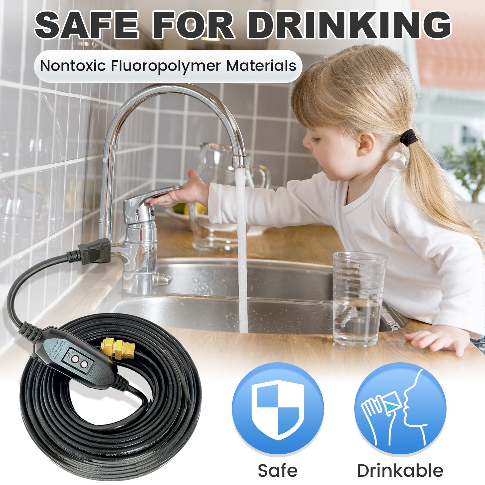 MAXKOSKO in Line Heating Cable Prevents Water Supply from Freezing 120V