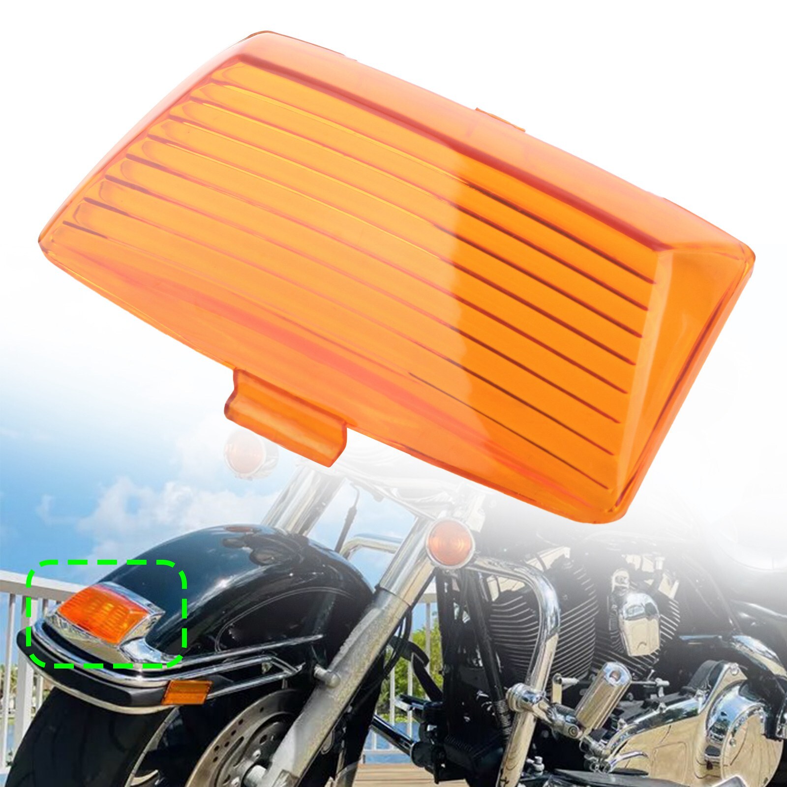 Amber Front Fender Tip Light Lens Cover for Harley Softail