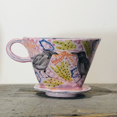 Michelle Im Ratxchicks Studio Pottery Coffee Pour Over Crows And Bows Rare