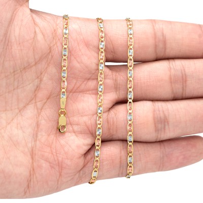 Pre-owned Nuragold 14k Solid Tri Yellow Rose White Gold 2.6mm Valentino Chain Womens Necklace 18"