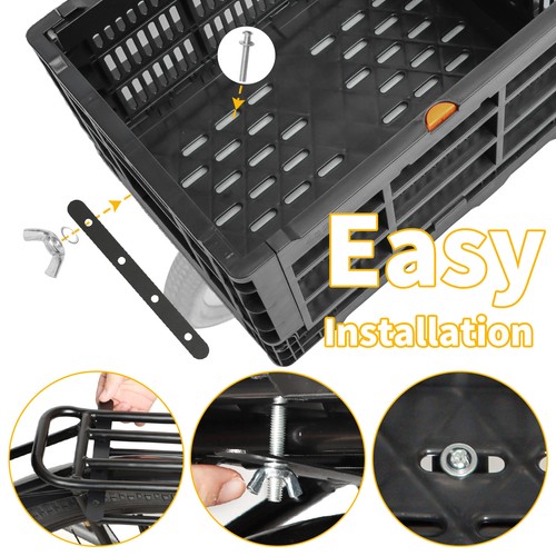 Bike Foldable Rear Basket, Rear Bicycle Cargo Rack, Ebike Storage Rear Basket