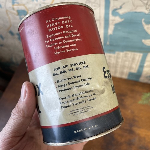 Vintage ESSO Essolube HDX motor oil can quart metal humble oil gas station rare