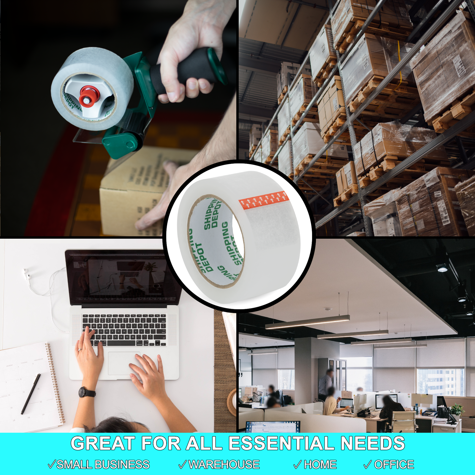 Shipping Depot Box Sealing Clear Packing Tape 2" or 3" x 110Yds up to 144 Rolls