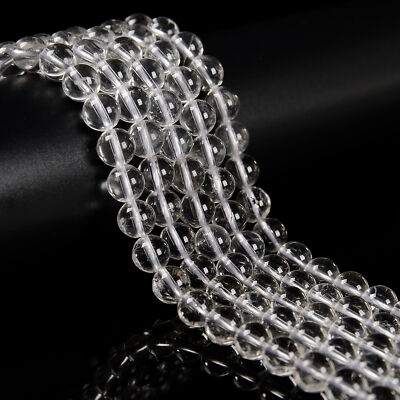 Clear Quartz Smooth Round Beads Size 4mm 6mm 8mm 10mm 12mm 14mm 15.5'' Strand