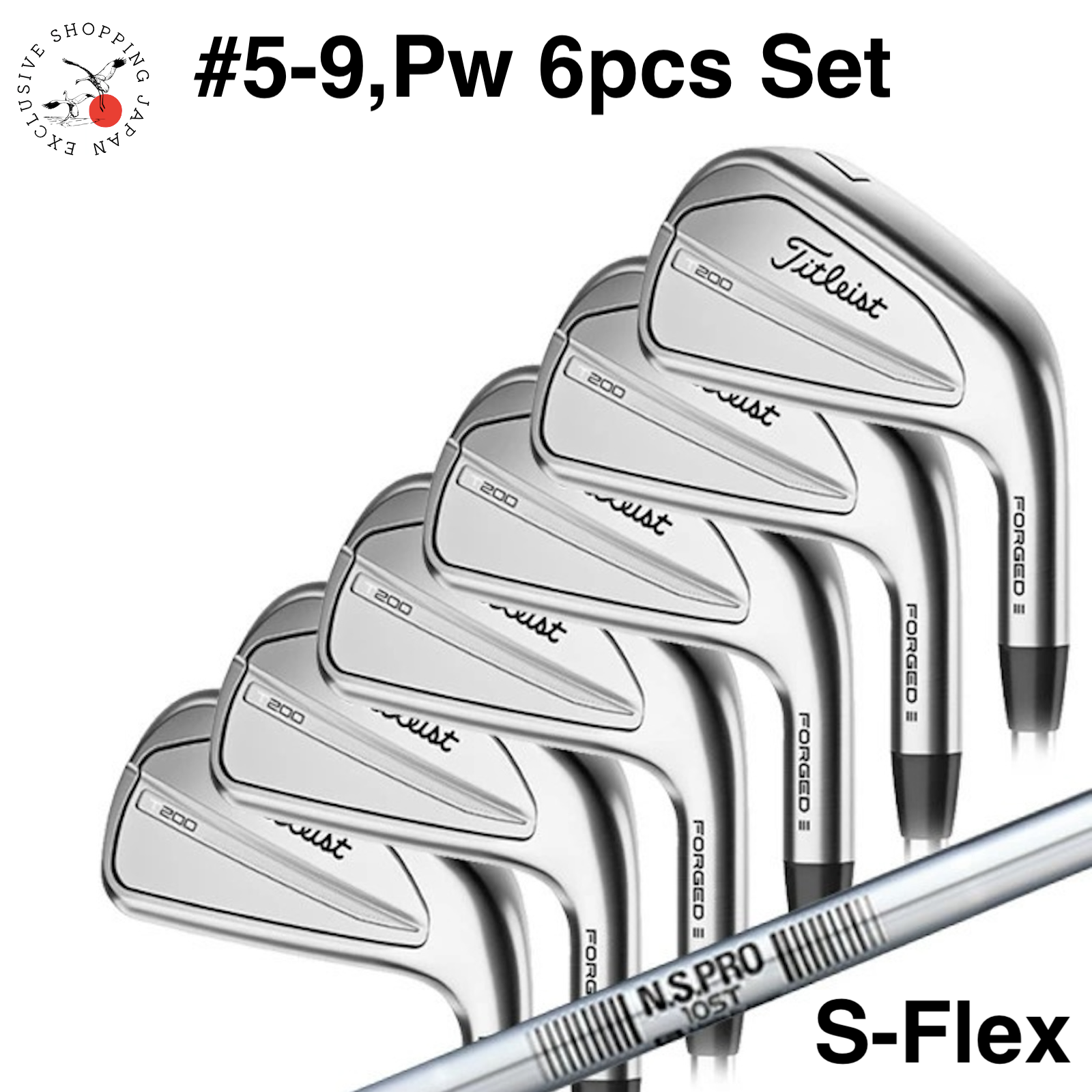 Titleist Golf T200 Iron Set #5-9, PW 6pcs N.S.Pro 105T Steel
