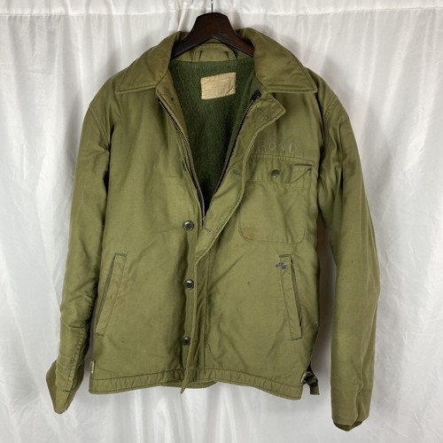 A2デッキジャケットA-2 us navy 38-40 medium 80s Vietnam War Vintage US Navy A-2 Deck Jacket Size Medium 38