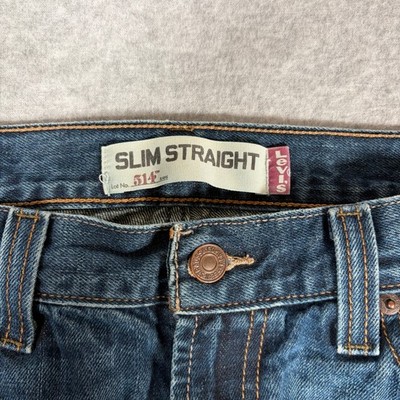 Y2K 2000s Levi's 514 Slim Straight Jeans Mens 32x32 (Fits 31x31) Blue Denim