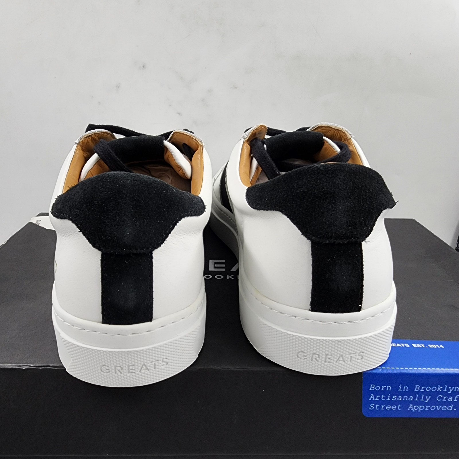 GREATS Royale 2.0 Lace Up Leather Sneakers Men's 8 White/Black Logo Round Toe - Picture 4 of 17