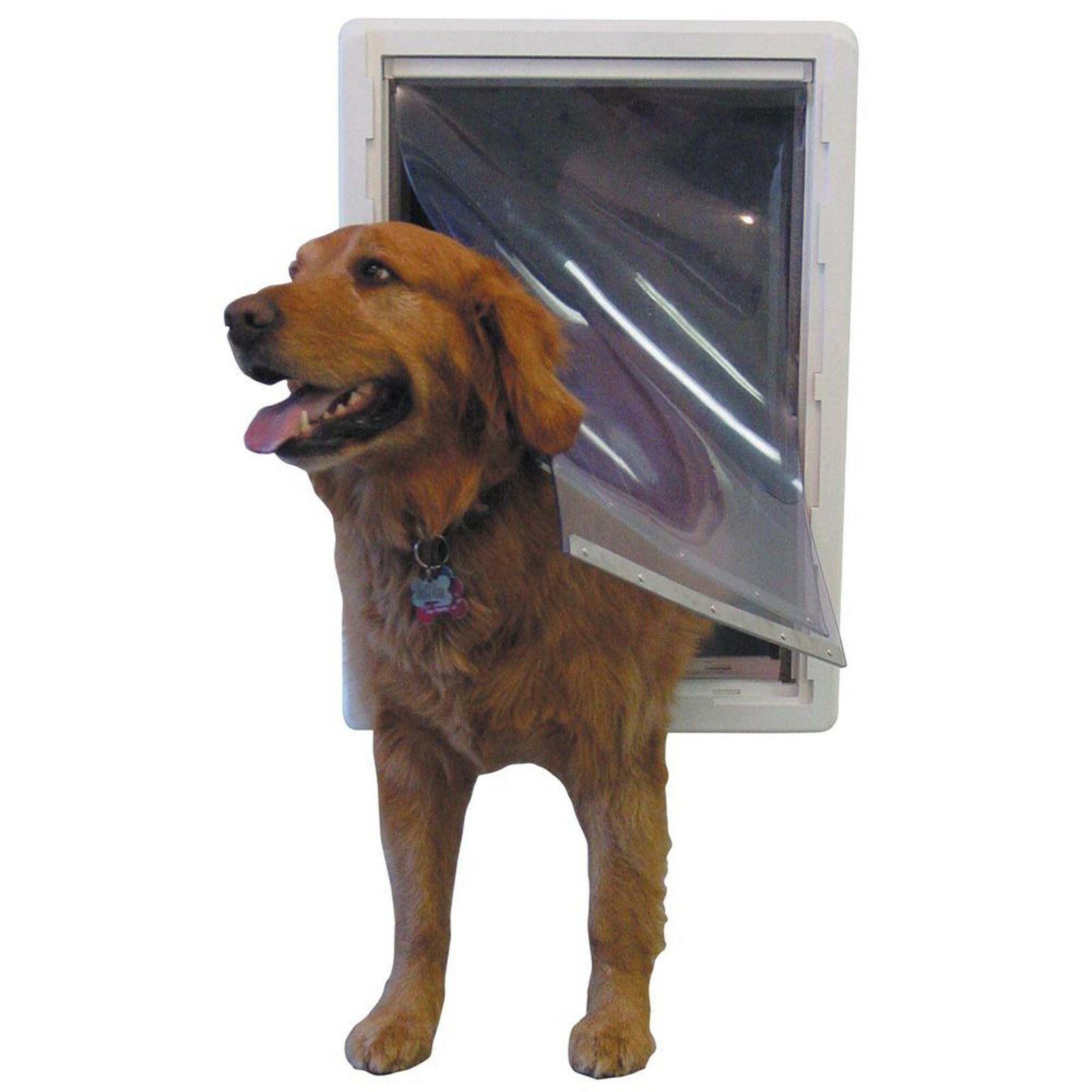 Ideal Pet Frame Door 9.75 in. x 17 in. Magnetic Dual Flaps Plastic Cream White
