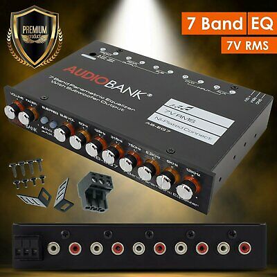Audiobank EQ7 1/2 Din 7 Band Car Audio Equalizer EQ w/ Front, Rear + Sub Output