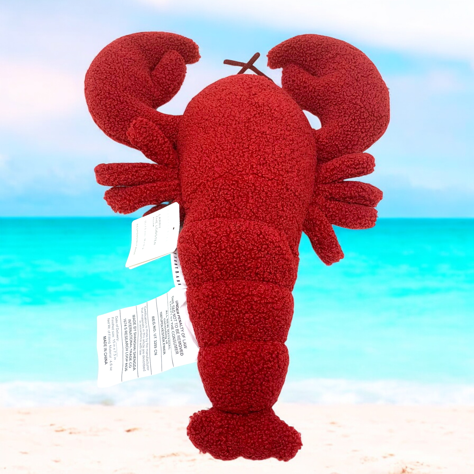 NWT Pottery Barn LARRY the LOBSTER Beachy Coastal Nautical Shaped Pillow NEW - Picture 5 of 10