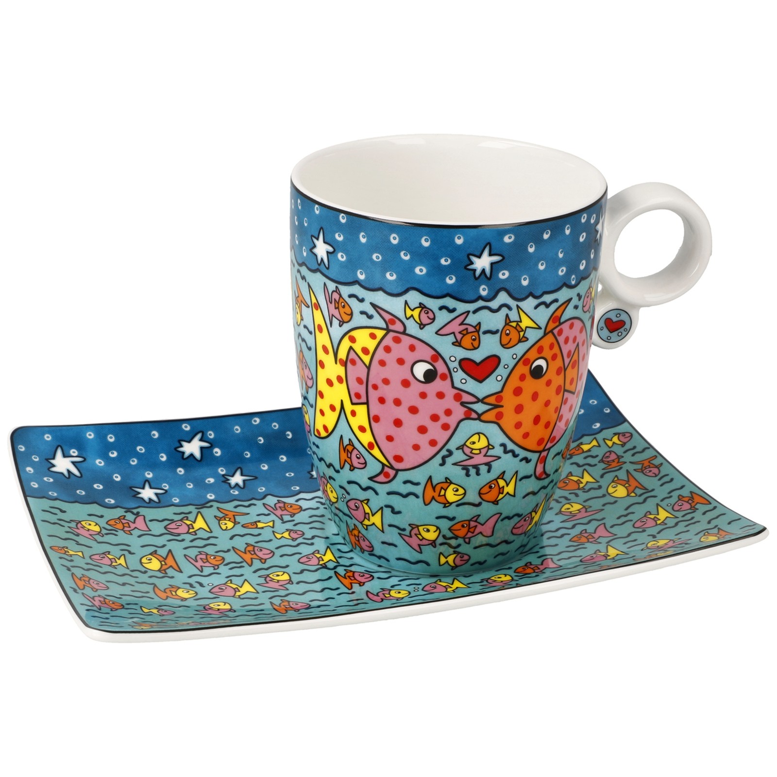 Goebel Künstlertasse m. Untertasse James Rizzi Family of Fish  2103651 Tasse