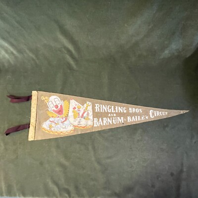 Vintage Ringling Brothers and Barnum & Bailey Circus Souvenir Felt Pennant 24''