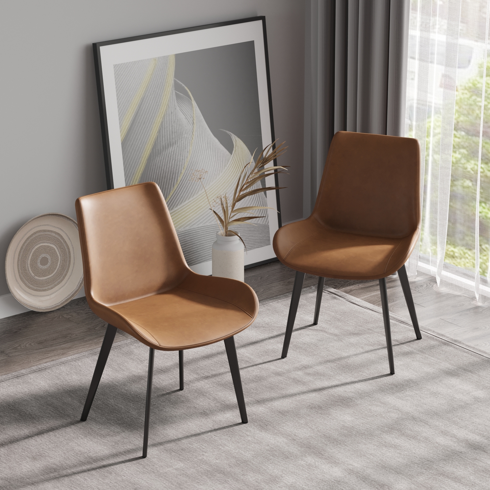 Set of 4 Modern Dining Chairs PU Leather Accent Side Chairs Set of 4 Modern Dining Chairs PU Leather Accent Side Chairs