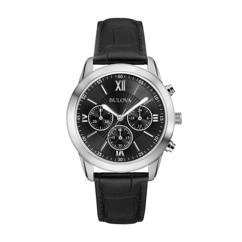 Мужские классические кожаные часы с хронографом Bulova