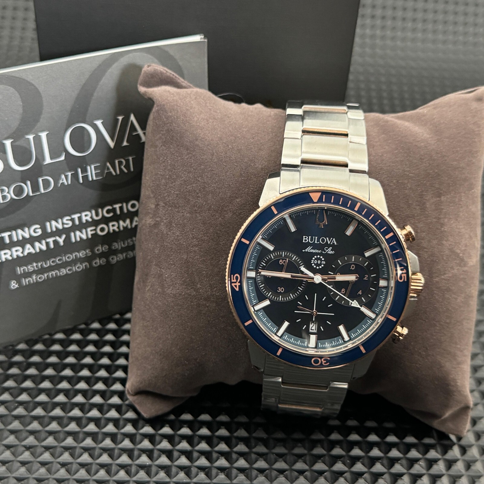 Pre-owned Bulova - Marine Star Blue Dial Men's Quartz Watch With Tags (98b301)