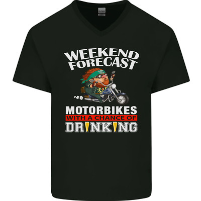Weekend Forecast Motorbikes Mens V-Neck Cotton T-Shirt