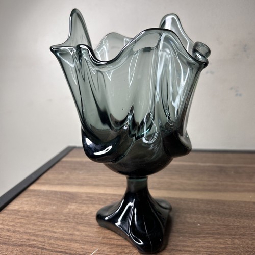 Vintage Viking Glass Three Foil Epic Drape 9.5” Vase