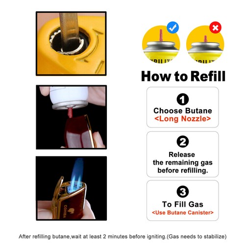 Galiner Cigar Lighter Punch Flame Windproof Refill Torch Jet Lighter W/ Gift Box