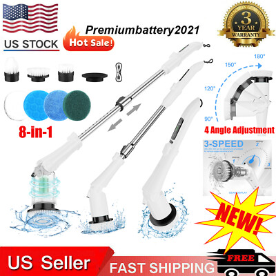 8 IN 1 Electric Spin Scrubber Cordless Power Cleaning Brush Rechargeable Cleaner