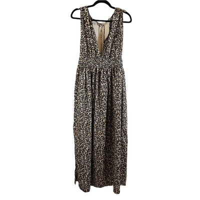 New America & Beyond Women's Beach Cover Up Maxi Dress Leopard Size Large 
