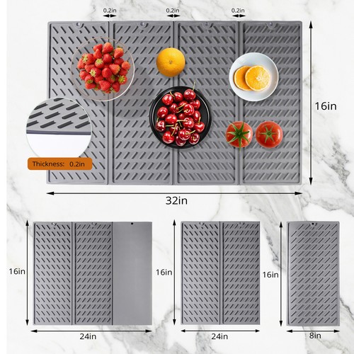 Silicone Draining Board Mat Dish Drying Mat Folding Draining Mat Pad Drainer Mat
