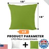 idee-home Outdoor Pillows with Inserts Included, Patio Outside Square Pillows Waterproof Set of 2, 18 x 18 inch Green