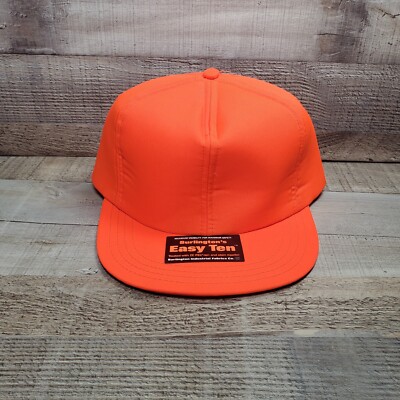 Vintage Burlington's Easy Ten Blaze Orange Hat Cap Foam Insulated USA Size XL 