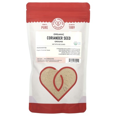 Organic Coriander Seed, Ground, 8 oz (226 g)