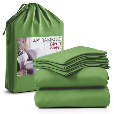 4-Piece Premium Bamboo Bed Sheet Set Deep Pocket Breathable Soft Bamboo Sheets
