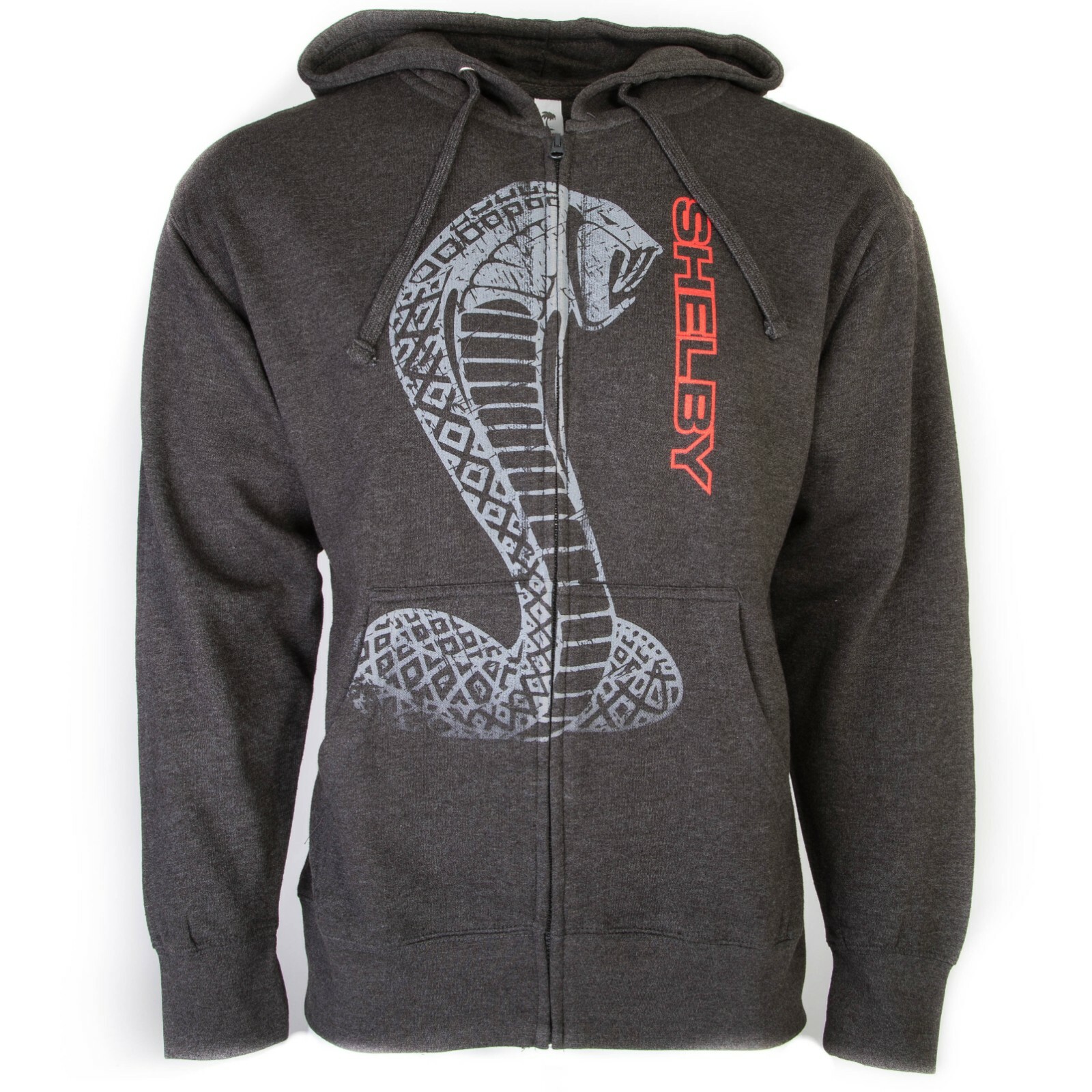 Shelby Cobra Zip Up Hoodie Jacket - Gray w/ Snake Emblem