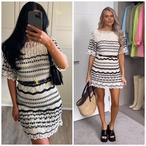 ZARA【NEW】CROCHET SHORT DRESS CROCHET KNIT MINI DRESS - Brown | ZARA United States