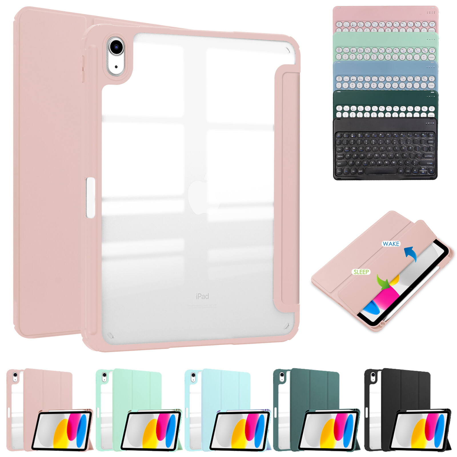 For iPad Pro 11 2nd/3rd/4th Pro 12.9 4/5/6th Smart Case Cover W/ Keyboard&Mouse