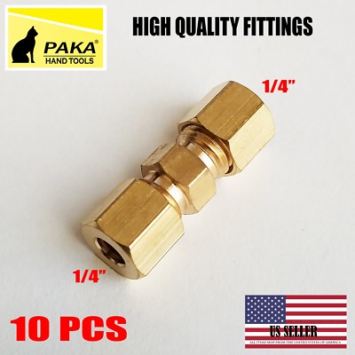 10 PC   1/4'' ( 6 mm ) UNION COMPRESSION FITTINGS BRASS