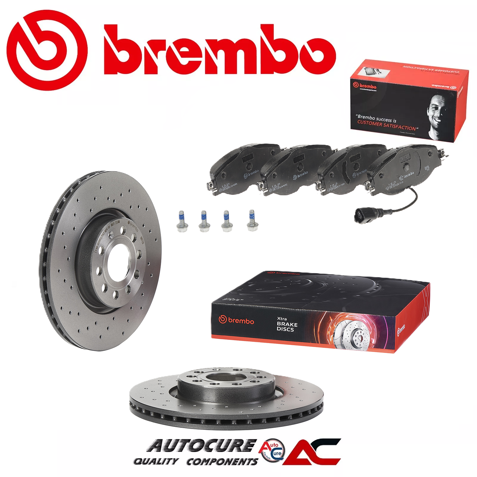 FOR SKODA OCTAVIA VRS MK3 TDI BREMBO FRONT DRILLED BRAKE DISCS & BREMBO PADS SET
