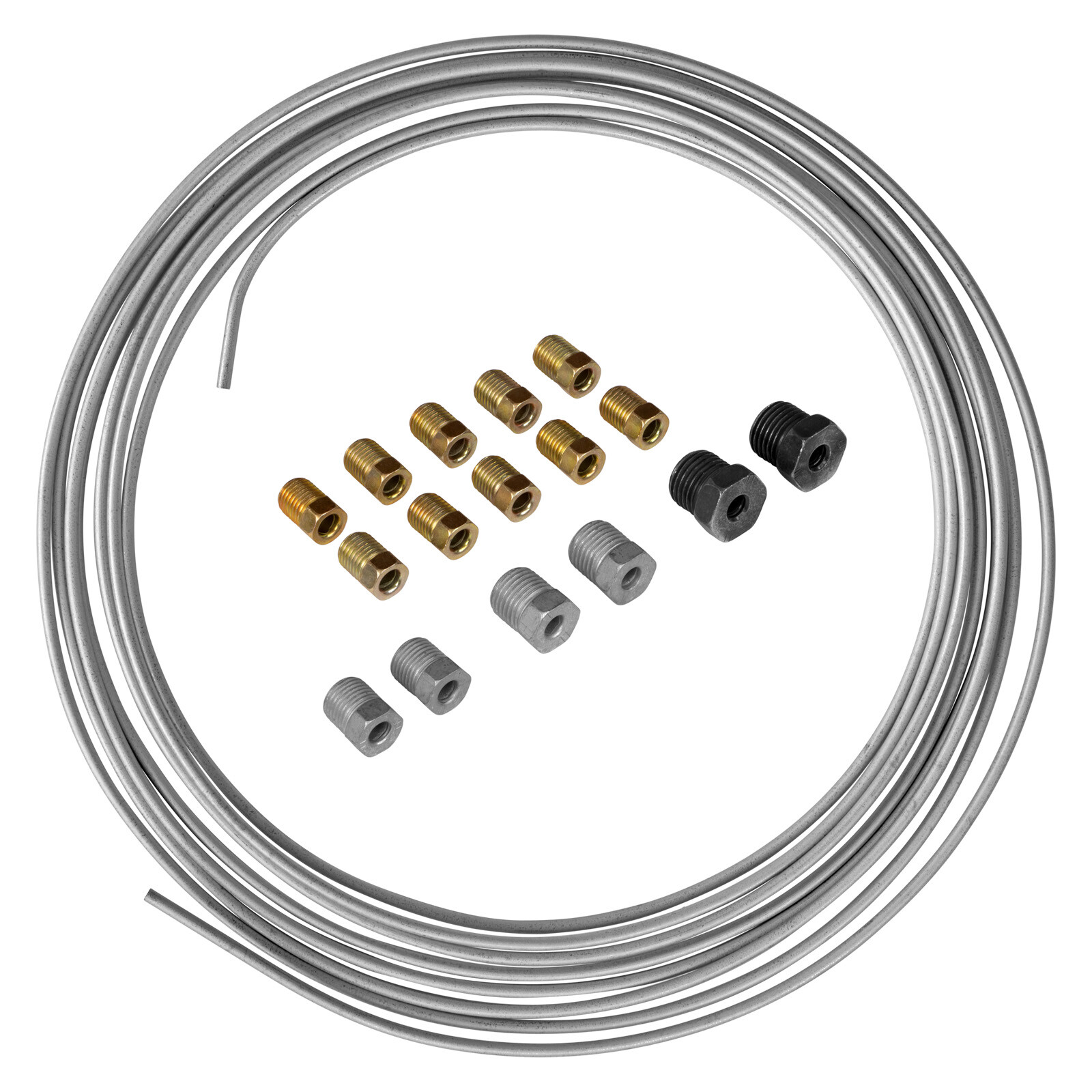 316 OD 25 ft Steel Brake Line Tubing Coil and Fitting Kit 16 Fittings
