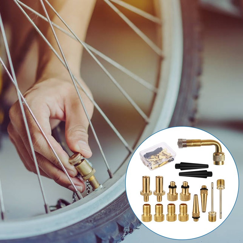 15Piece Brass Presta Valve Schrader Adaptor Bicycle Mountain Bike Tire Tube Pump