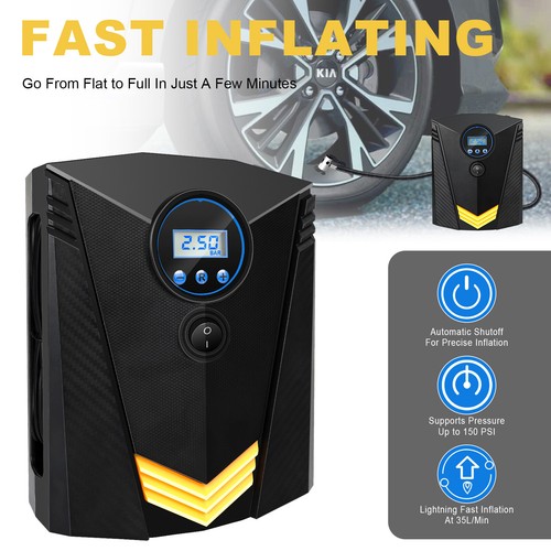 150PSI Air Compressor Tire Inflator Car Moto Bike Tires Air Pump Cordless/Corded
