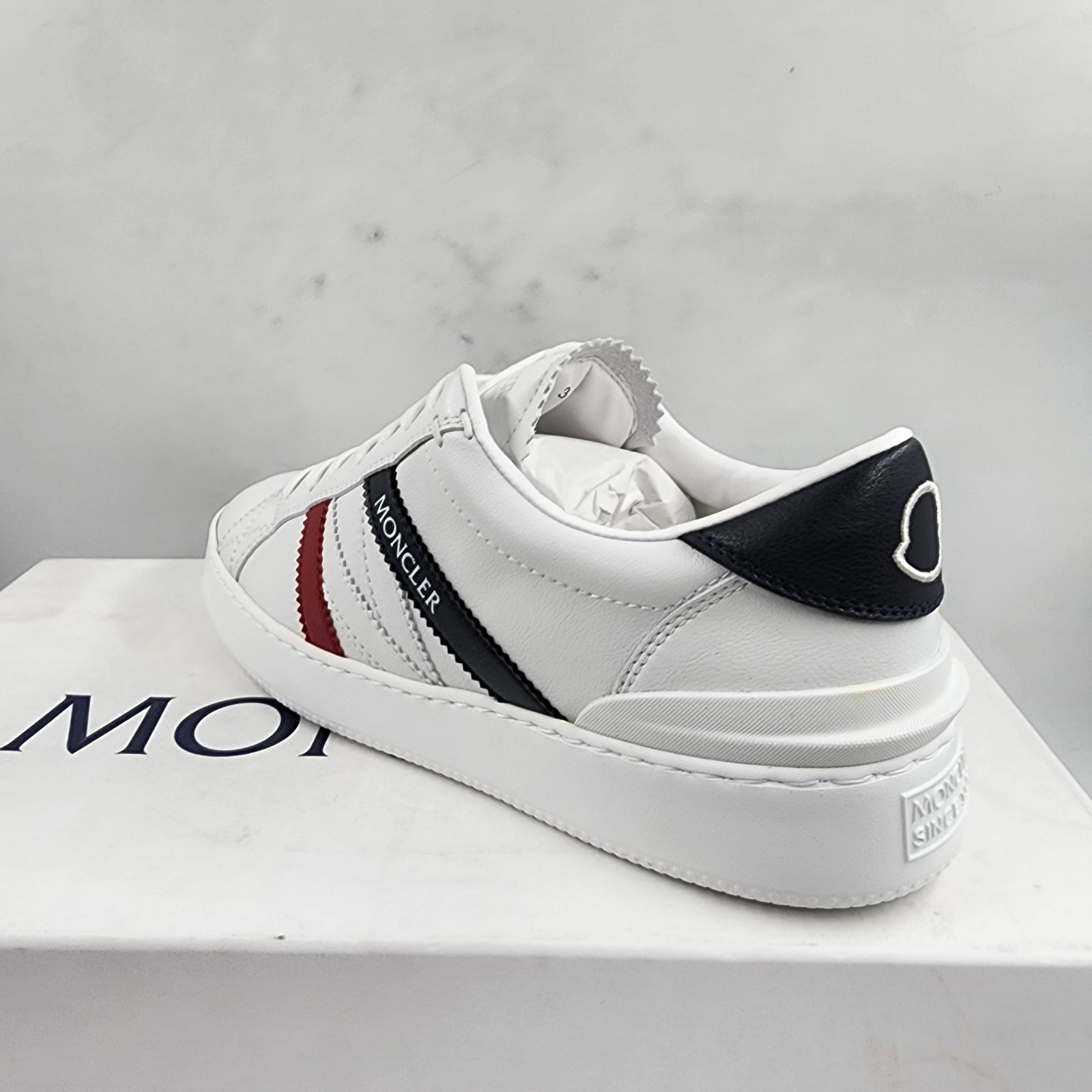 Moncler Monaco Low Top Sneakers Men's 39.5/6.5 US White Multi Round Toe Lace Up - Picture 12 of 17