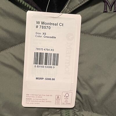 Pre-owned Marmot Women's Montreal Coat In Crocodile Size: Xs In Green