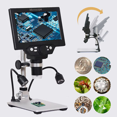 Digital Microscope 7 Inch Large Color Screen LCD 12MP 1-1200X Magnifier C1W3
